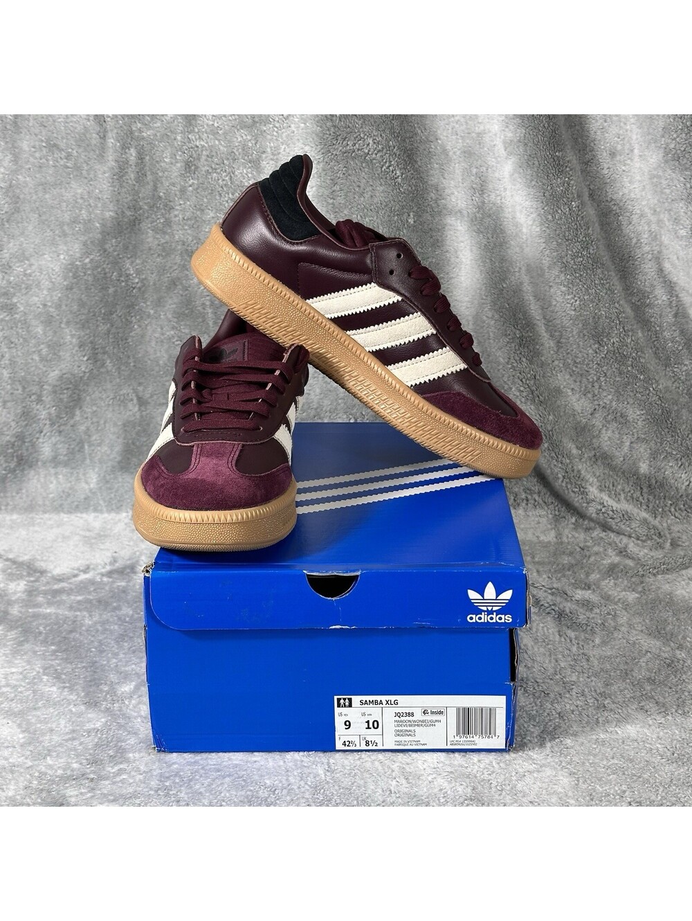 adidas Men’s Size 9 Samba XLG Maroon Wonder Beige Gum JQ2388 Brand New w/ Box